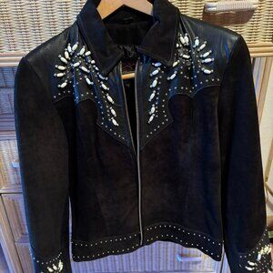 Ladies J4West Leather and Suede Black Jacket, Size Medium